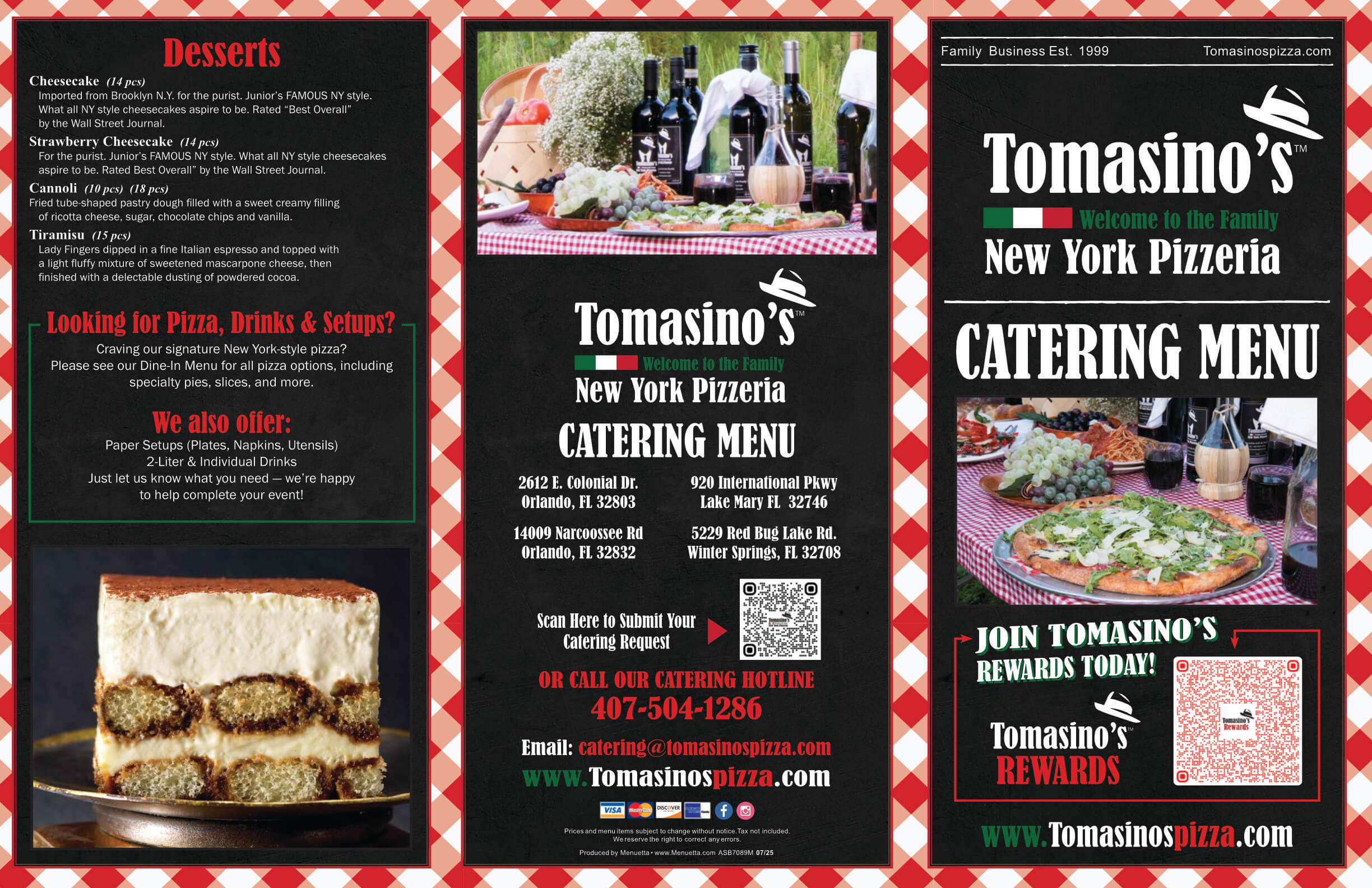 Tomasinos Catering Menu